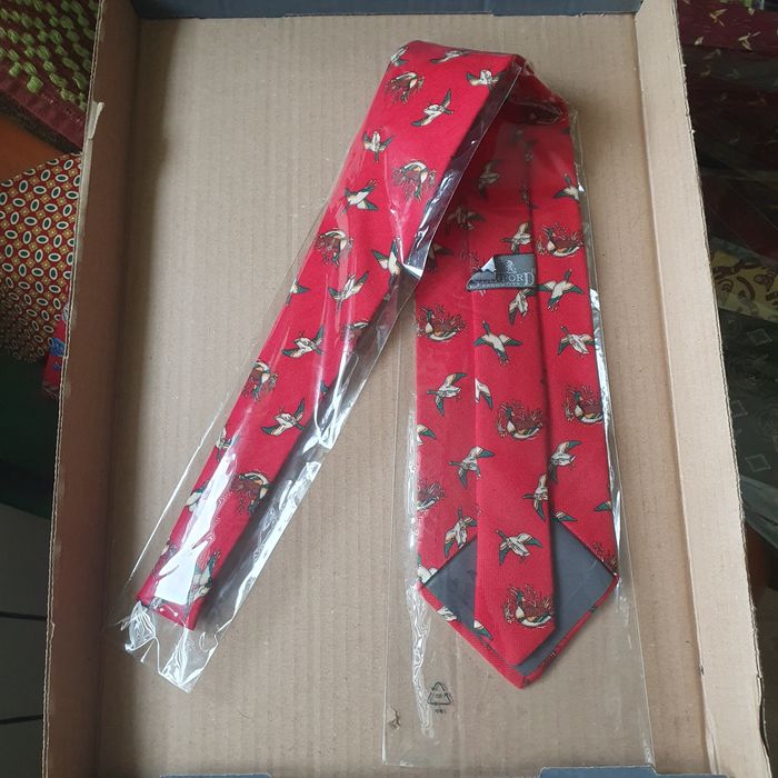 Krawat męski ptaki jedwab(niebieski k.)