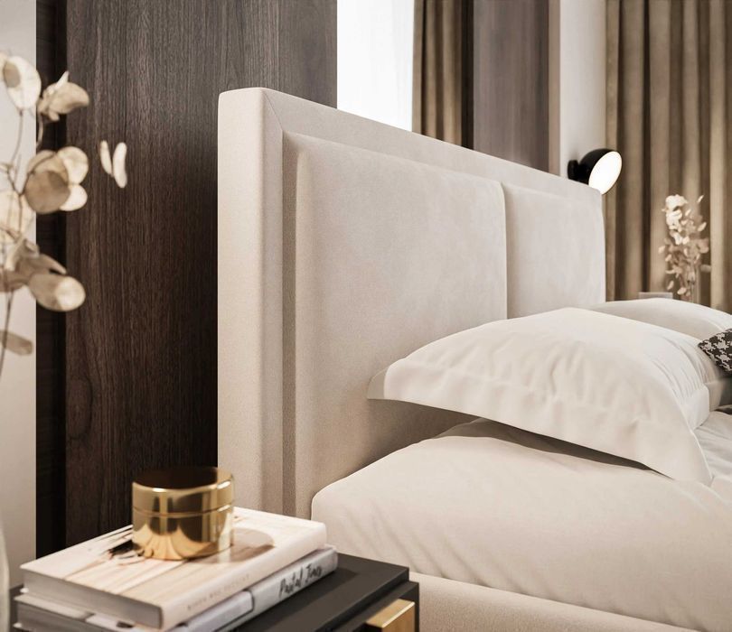 Łóżko tapicerowane SENVI z pojemnikiem i stelażem 120/140/160/180x200