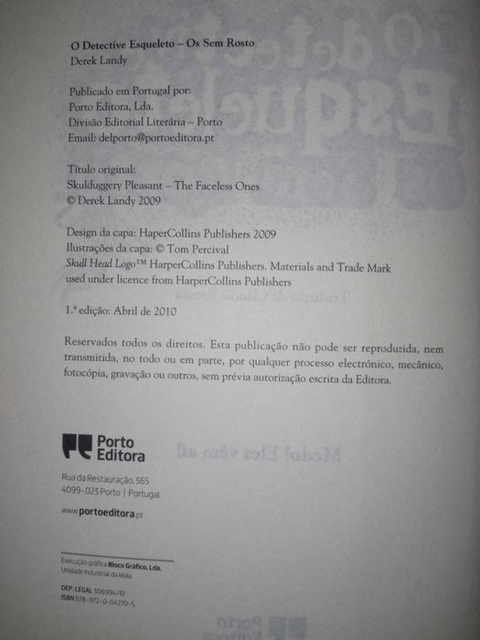 Livro O detective Esqueleto Os Sem Rosto em Perfeito Estado