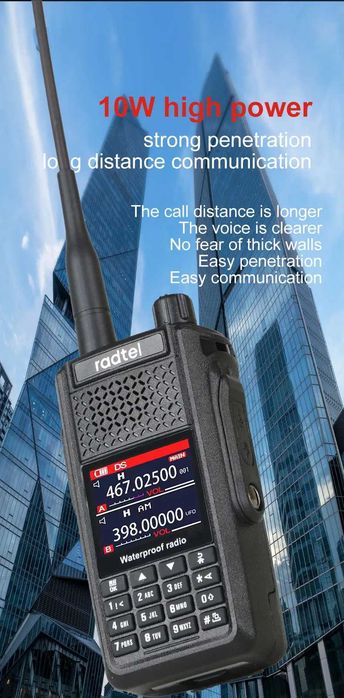 Radtel RT-630 8 Bands AM/CB/SSB/AM/FM/UHF/VHF 800-900M 10W,IP67 satcom