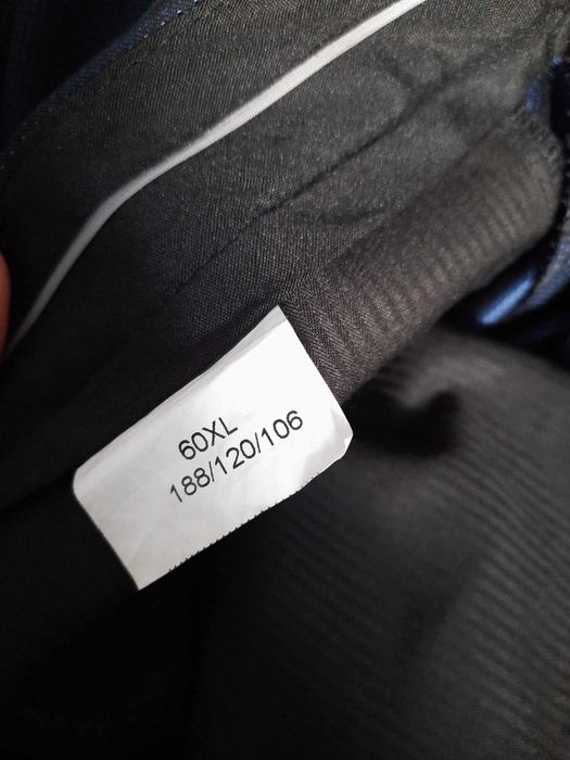 Garnitur ślubny marynarka smokingowa spodnie dla wysokiego pana granat