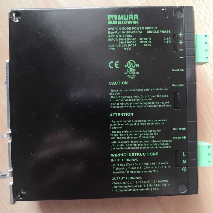Fonte alimentação Nova Murr Eco-Rail 5A monofásica Art. No. 85303