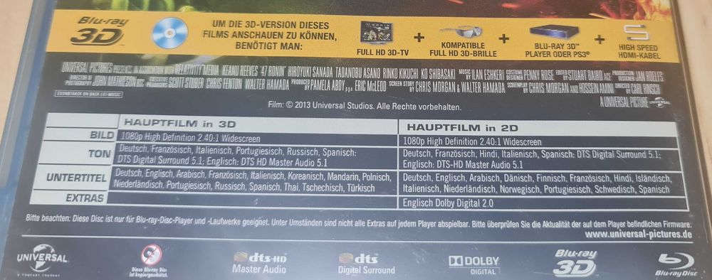 47 Ronin 3D /(47 RONINÓW) / BDB+ / Blu-Ray 3d / Wydanie Niemieckie/