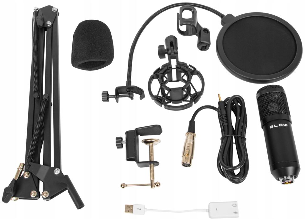 Mikrofon Studyjny Gamingowy Pojemnościowy Statyw Filtr Duży Uchwyt