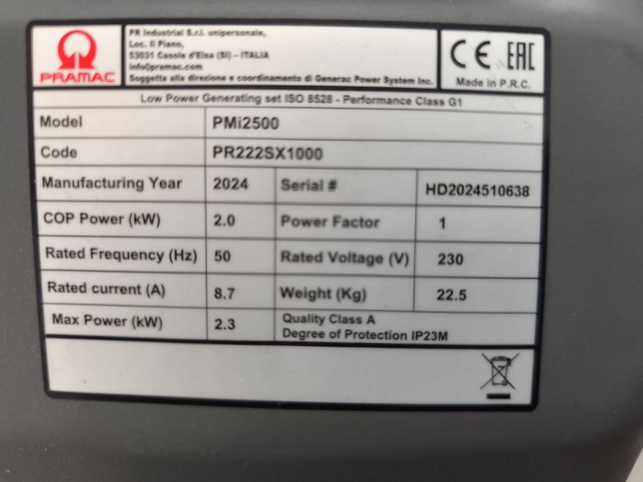 Gerador de corrente PRAMAC PMi 2500