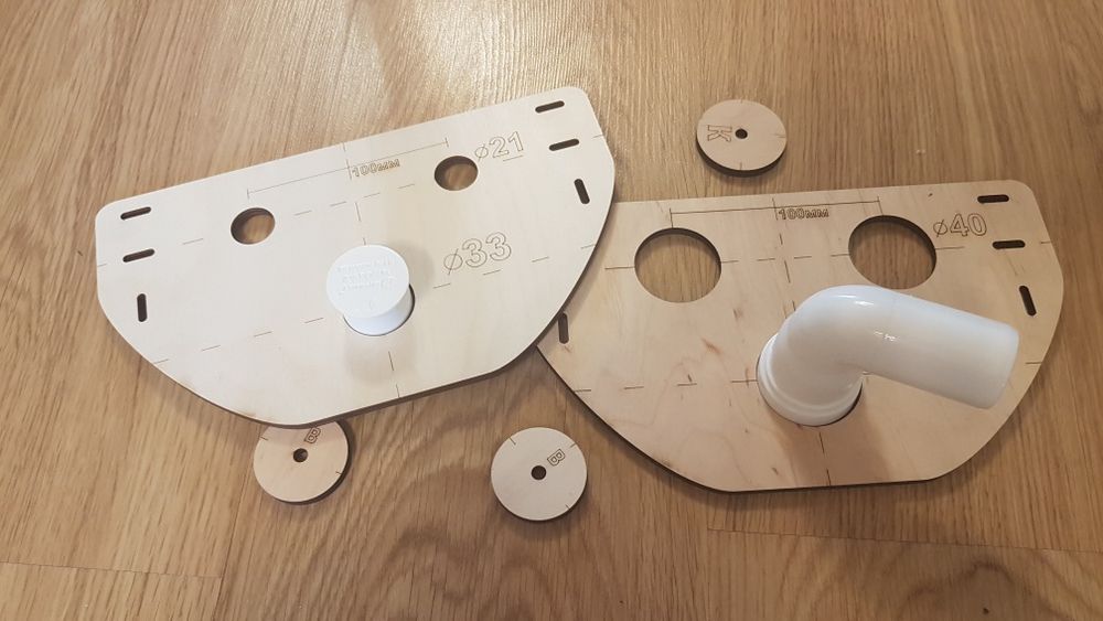 Шаблоны под водорозетку бойлера с дренажом, выставление и сверление.