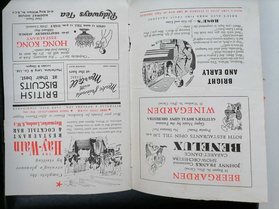 Único! Programa e Bilhete 1952 MAURICE CHEVALIER Hippodrome LONDON