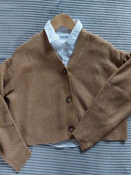 Sweter rozpinany karmelowy Zara rozmiar 140