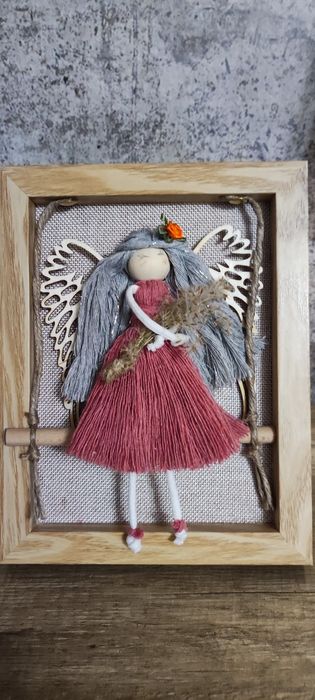 Rękodzieło -  Aniołek w ramce 17 /23 cm