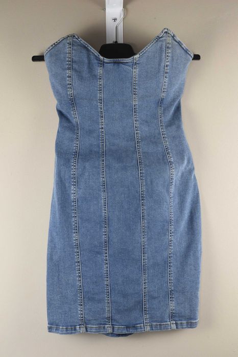 NA-KD jeansowa sukienka corset gorsetowa bez ramiączek dopasowana mini XS S