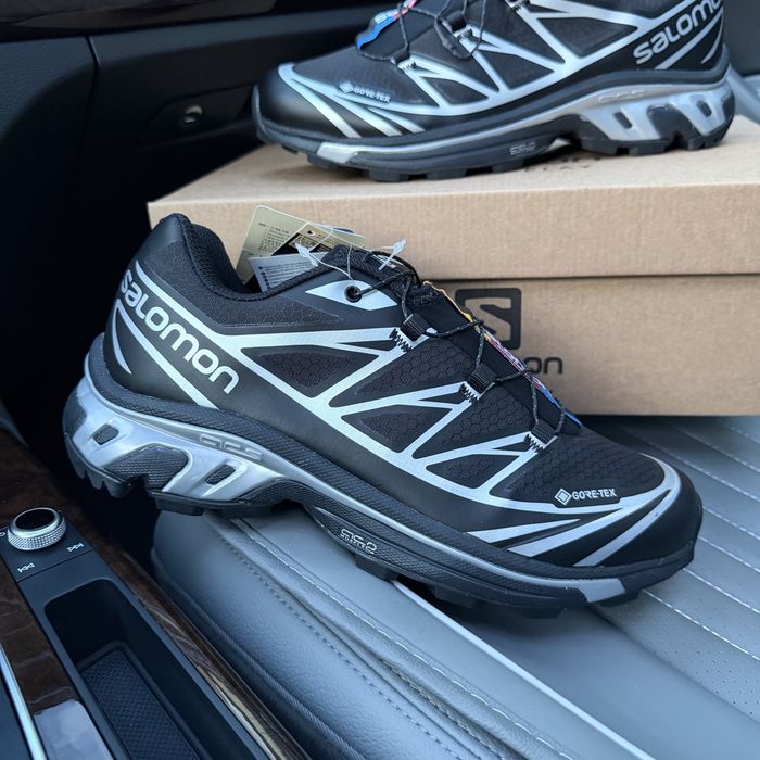 Чоловічі вологостійкі термо кросівки саломон осіні зимові  Salomon XT6 Gore Tex black silver premium