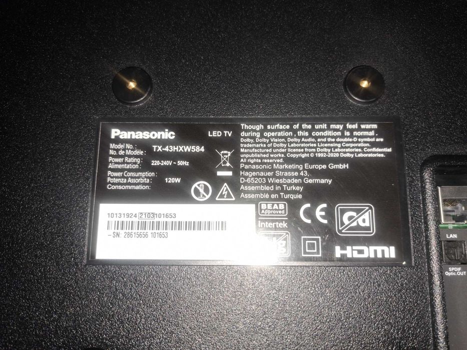 ‼️ LED TV Panasonic TX-43HXW584 (4K HDR, Dolby Vision) битая матрица