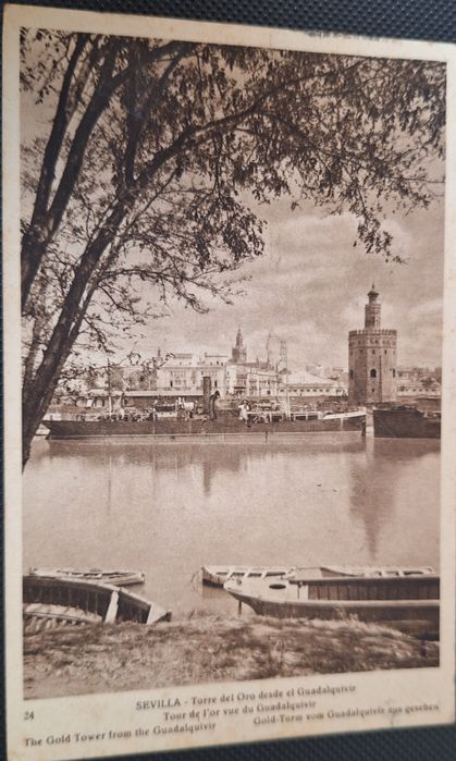 Postais espanhóis antigos anos 30 e 40 de Sevilha selados e circulados