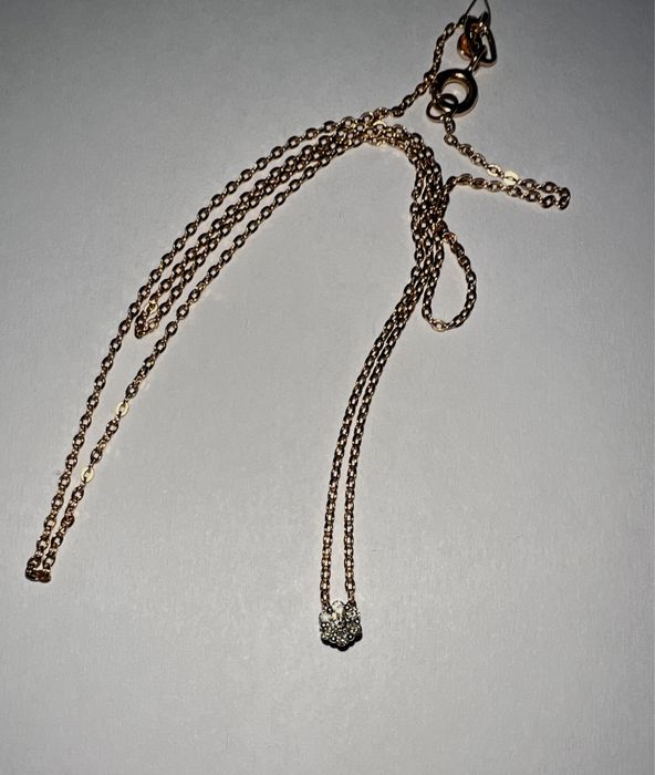 Золотая цепочка с кулоном в бриллиантах красное золото 585 проба