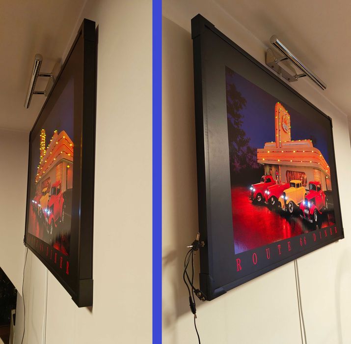 Obraz plakat LED Route 66 Diner Hot Rod Ford Coupe rok 1932 i 1935