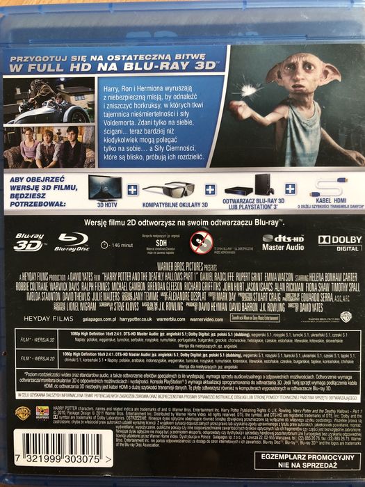 Harry Potter 3D i blue ray Insygnia smierci cz 1 i 2