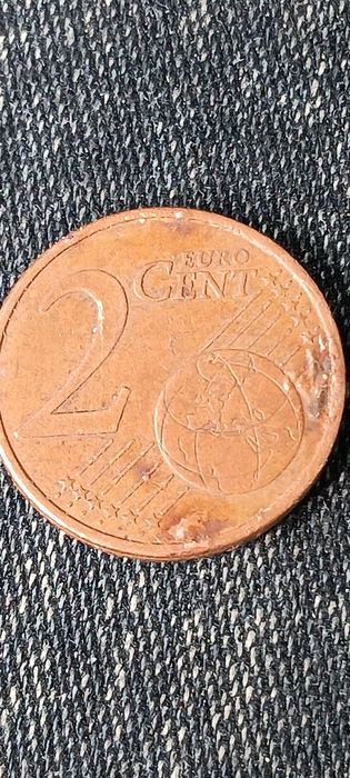 Moeda de 2 centimos  defeituosa