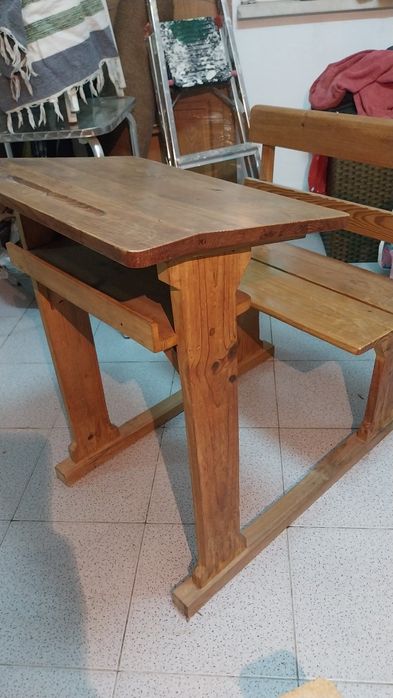 Secretária escola antiga madeira