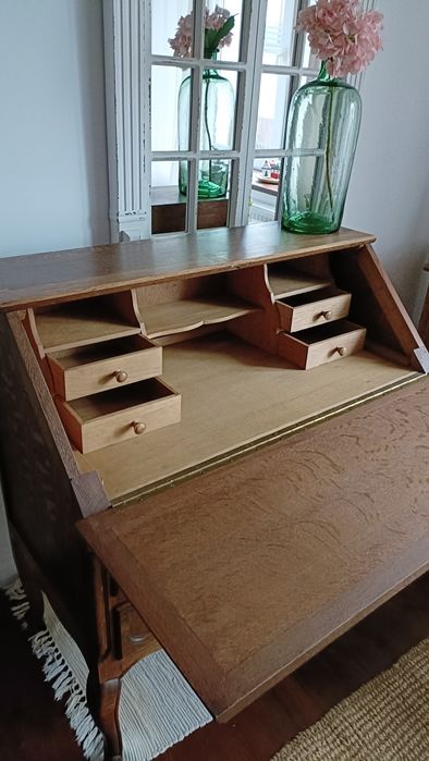 Sekretarzyk drewniany biurko komoda