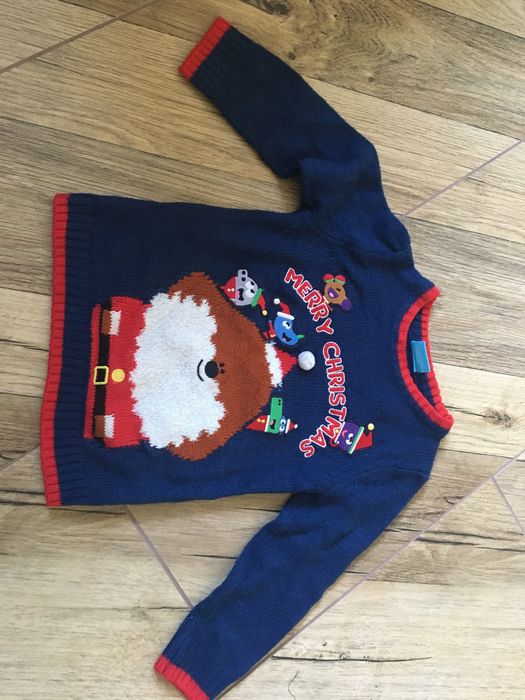 Granatowy sweter swiateczny r.86-92 cm