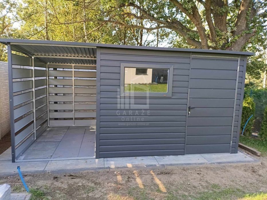 Schowek Domek Ogrodowy 3X2,5M + Wiata 1,5 Drzwi Okno Dach Spad Id760