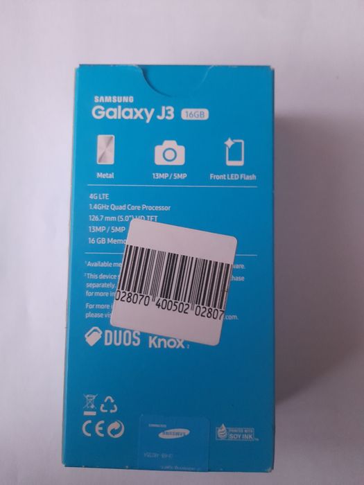 Pudełko od Samsung J3 i instrukcja obsługi