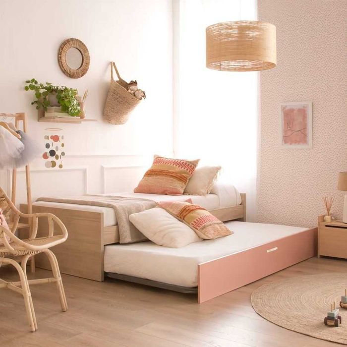 Cama para colchão de 90x190/ Cama dupla/ 2 Estrados Incluídos