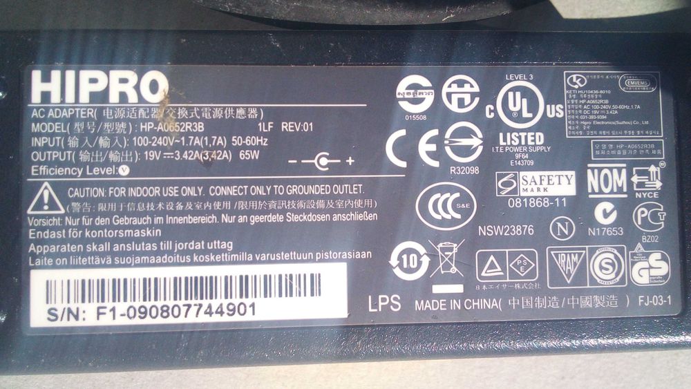 Carregador original Acer extensa 5635zg