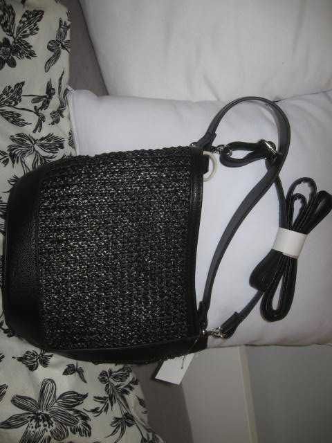 Mała Torebka Czarna z Wkładem Bawełnianym Nowa