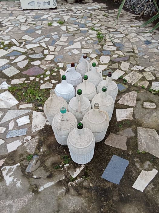 Lote de garrafões de vidro plastificados