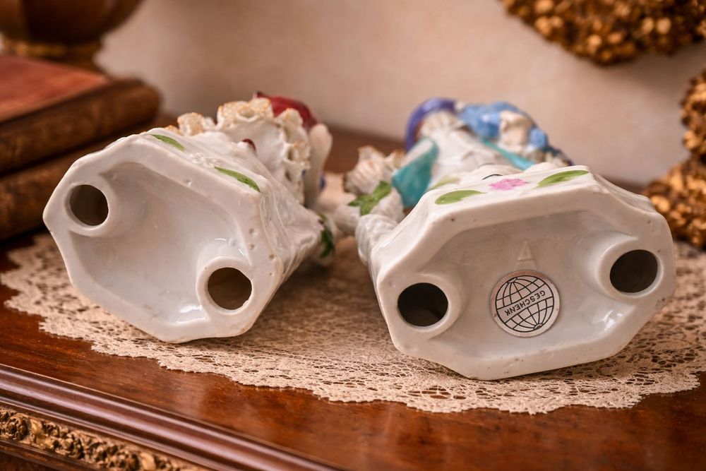 Винтажная пара из богемского фарфора с птицами,Богемия 1950гг