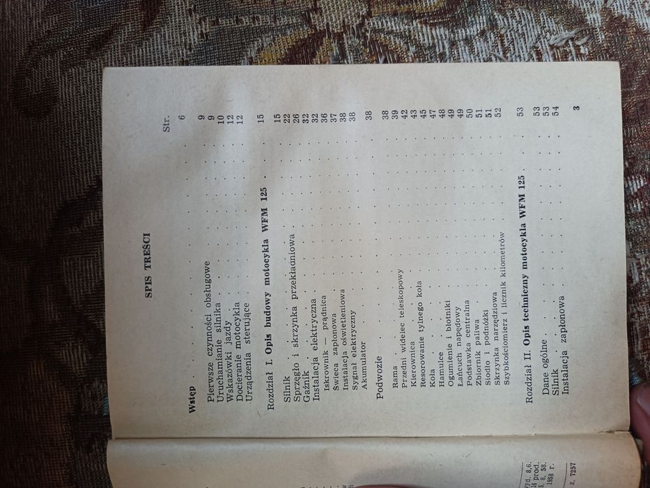 Motocykl WFM 125 instrukcja