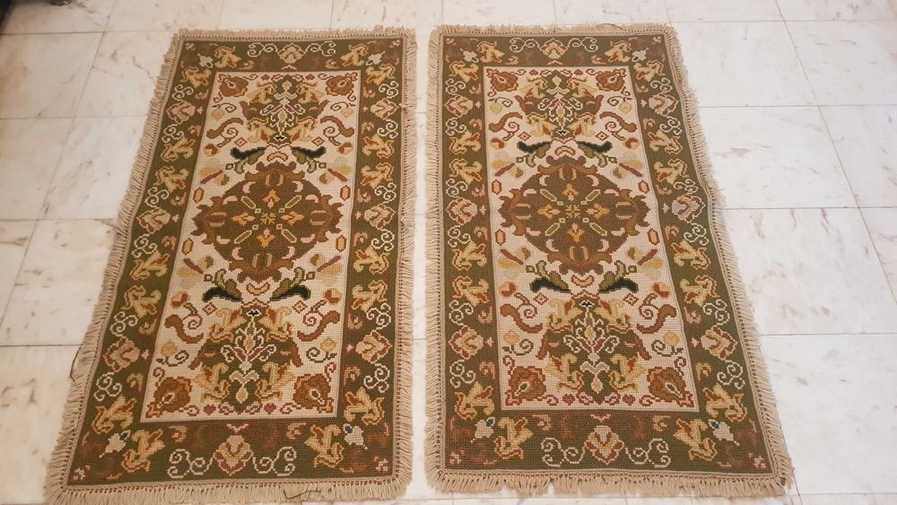 Tapetes de quarto de Arraiolos ORIGINAIS e antigos, em tons verde, etc