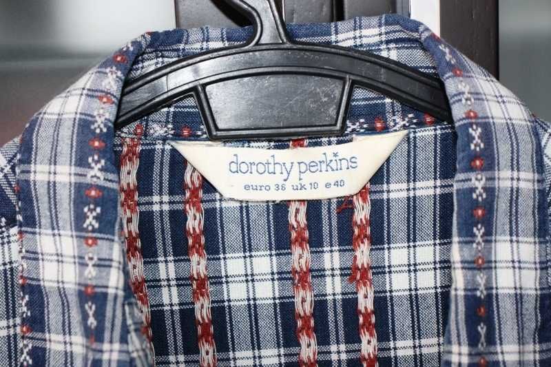 Camisa de mulher aos quadrados azul cor telha da DOROTHY PERKINS t.36