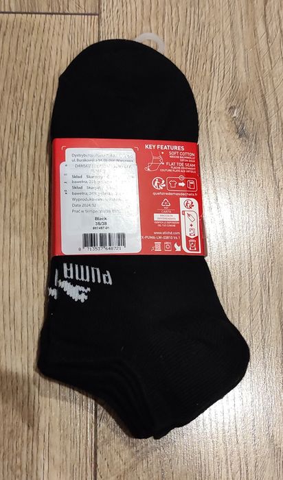 Skarpetki damskie Puma sneaker 3 pary czarne 35-38 nowe
