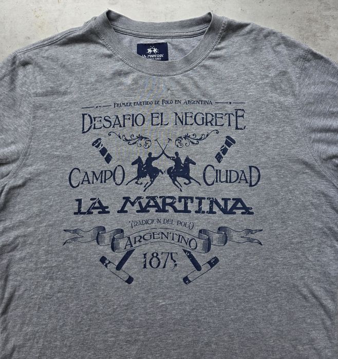 La Martina koszulka męska M szara T-shirt  polo