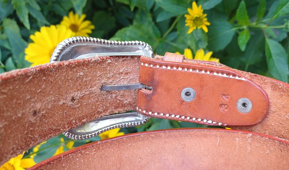 Skórzany westernowy pasek cowboy kowbojski wytłaczany orzeł