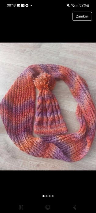 Komplet czapka i szalik ręcznie robione damskie