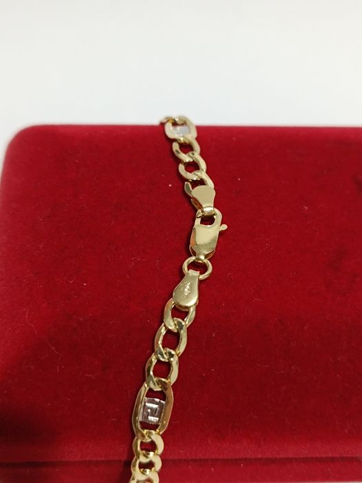 Złoty łańcuszek splot Pancerka ze wzorem greckim dł.50cm, złoto 585