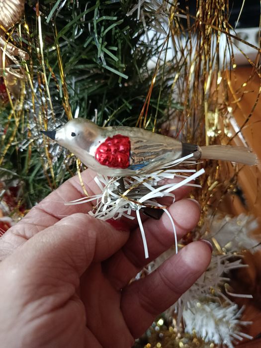 Passarinho de vidro pintado