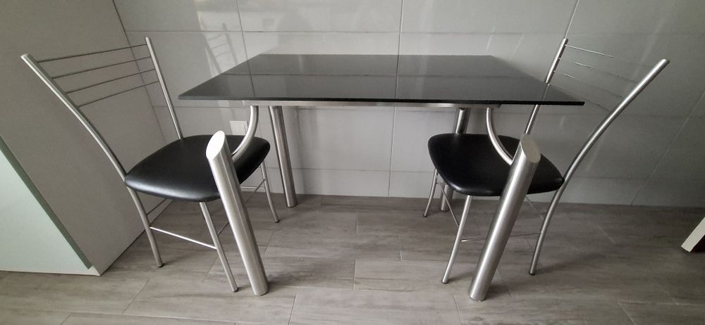 Mesa com 2 cadeiras aço inox 316