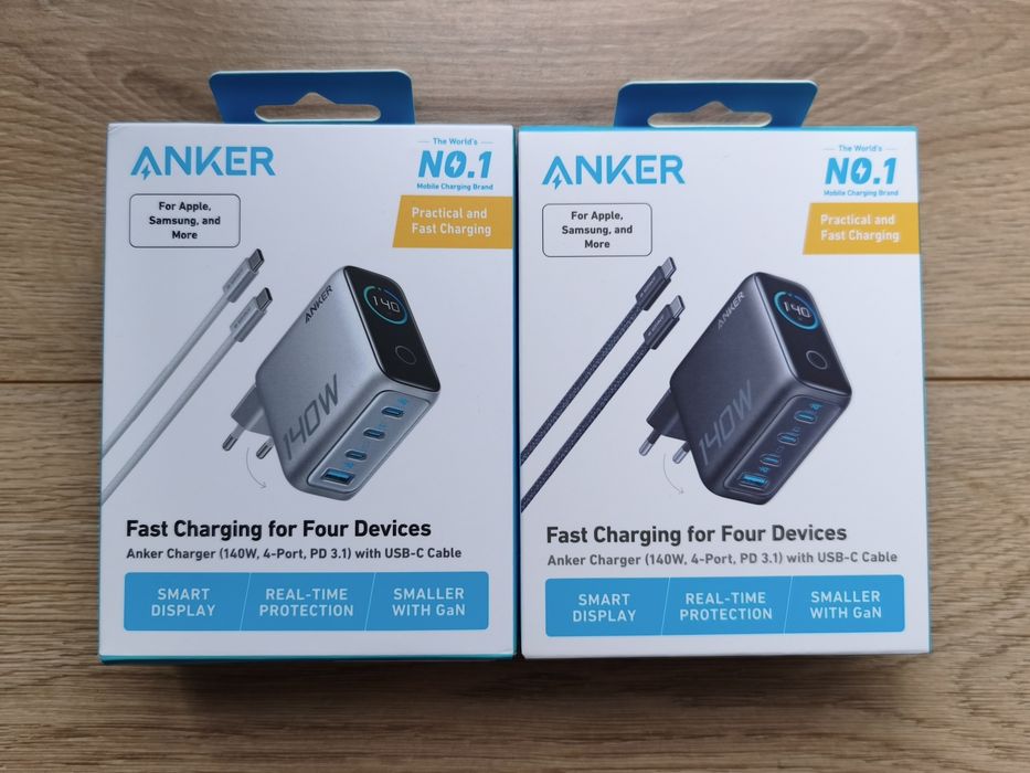 Зарядний пристрій Anker GaN 140W. Євро вилка. 240W Кабель. Нова