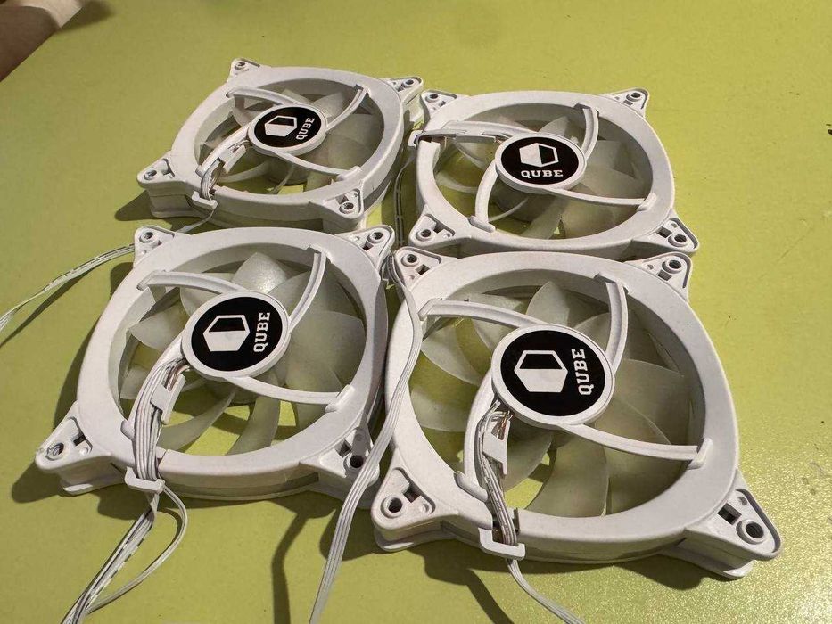 Вентилятори для ПК QUBE 120 мм (4 шт), Б/в, Білий колір, Підсвітка RGB