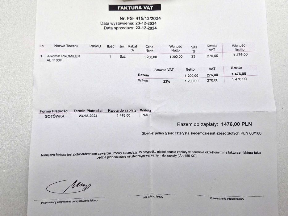Alkomat Promiler AL-1100F