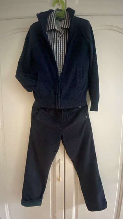 Zestaw dla chłopca spodnie koszula sweterek 122/128