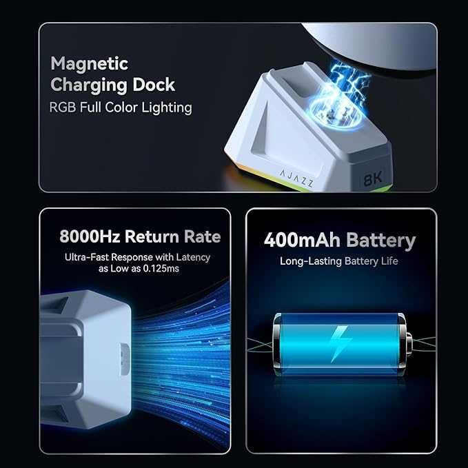 ‼️Ajazz AJ159PRO White 8K мышка c док-станцией PAW3395‼️Гарантия‼️