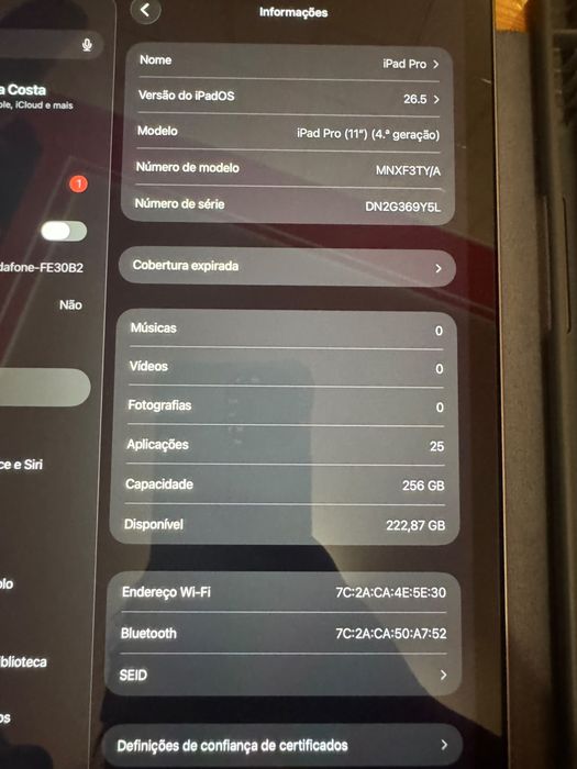 iPad Pro 11” (4.ª Geração - 2022) | 256GB Wi-Fi | Excelente Estado