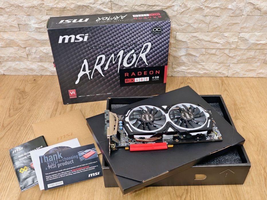 Відеокарта MSI Radeon RX 480 ARMOR 4GB OC (Повний комплект, обслужена)