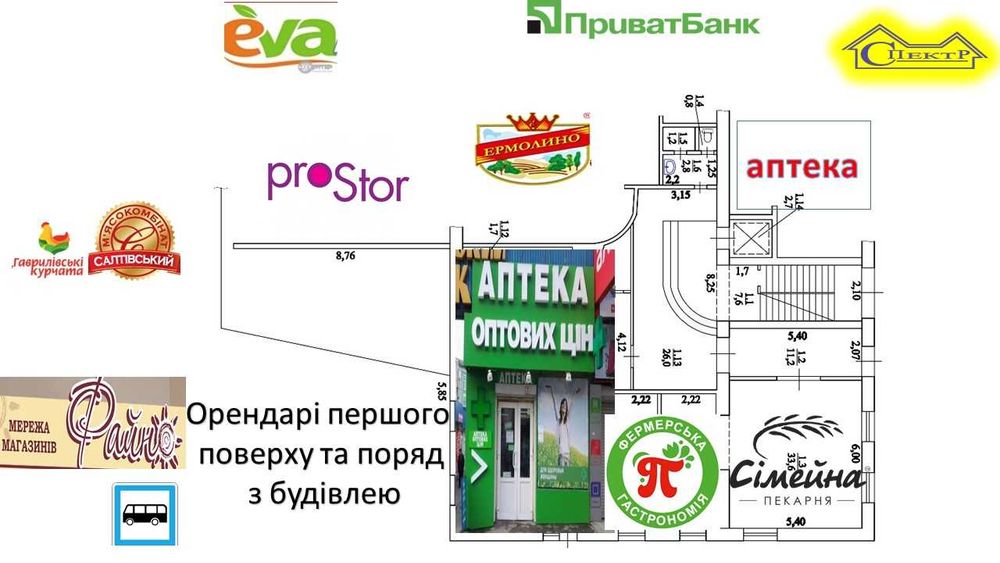 півгзк зупинка Схід 280 кв.м. 2 поверх