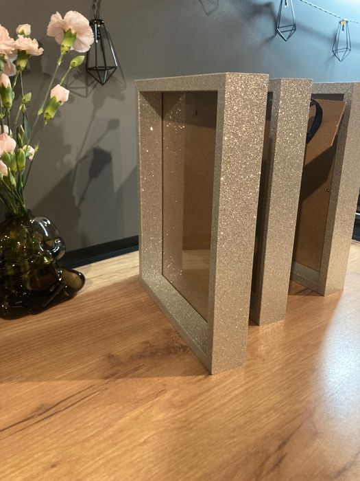 Zestaw trzech ozdobnych ram / ramek brokat gliter